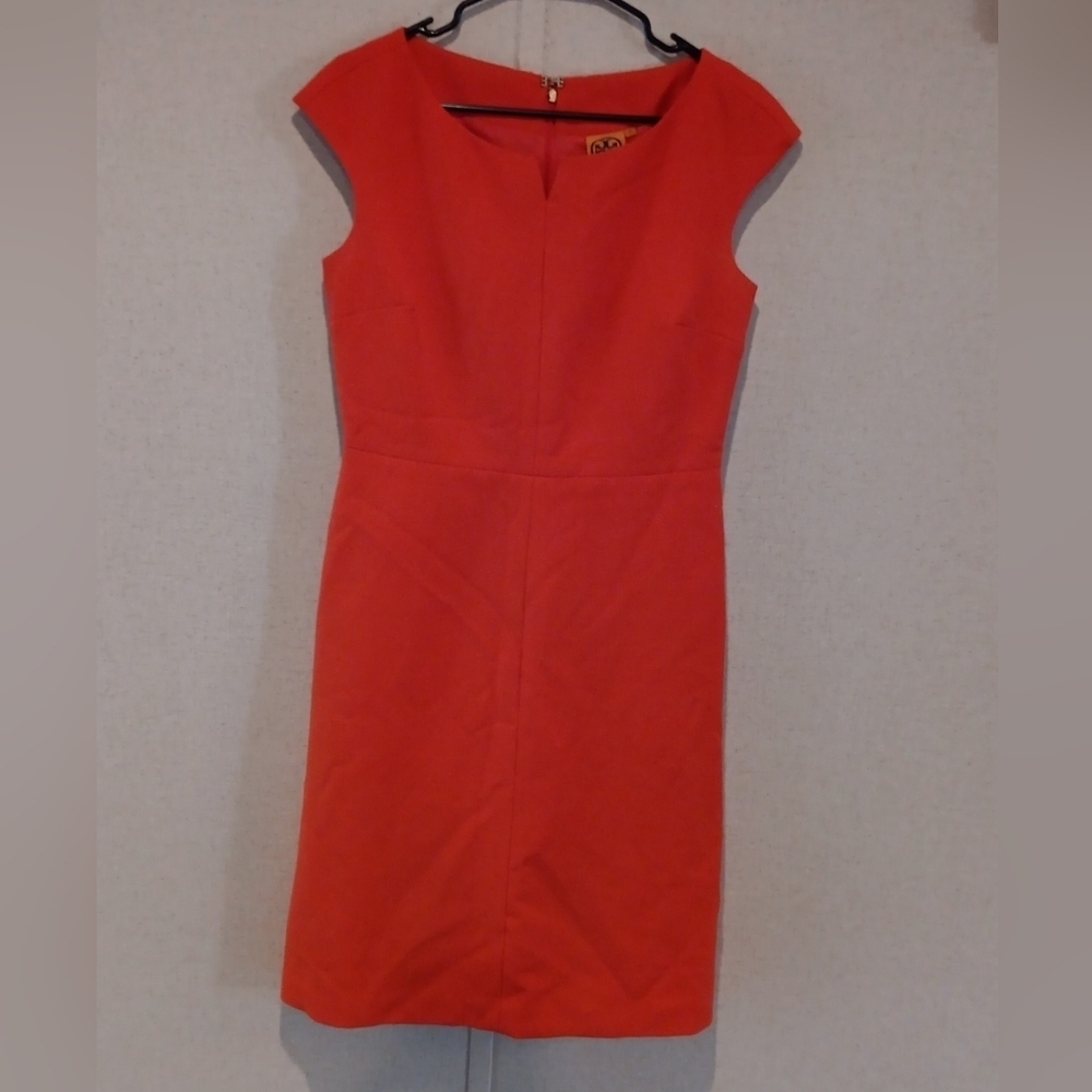 Tory Burch Red Sheath Mini Dress Cap Sleeve Size 8